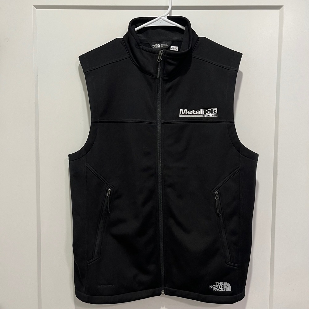 The North Face Mens WindWall Softshell Vest Black MetalTek Logo Medium M